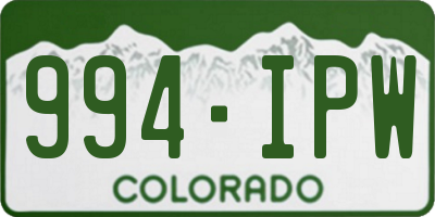 CO license plate 994IPW