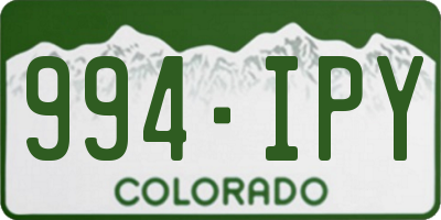 CO license plate 994IPY