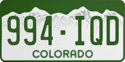 CO license plate 994IQD
