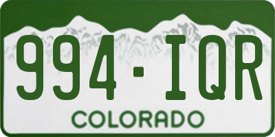 CO license plate 994IQR