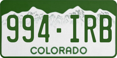 CO license plate 994IRB