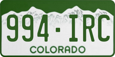 CO license plate 994IRC