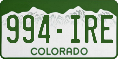 CO license plate 994IRE