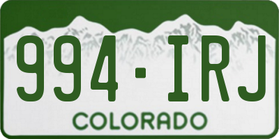 CO license plate 994IRJ