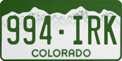 CO license plate 994IRK