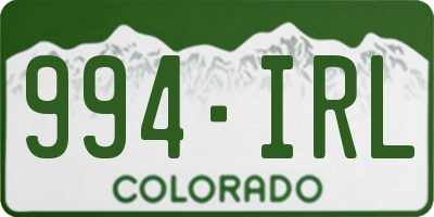 CO license plate 994IRL