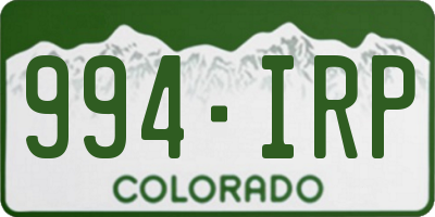 CO license plate 994IRP