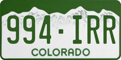 CO license plate 994IRR