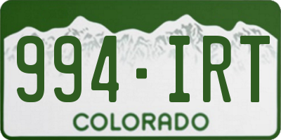 CO license plate 994IRT