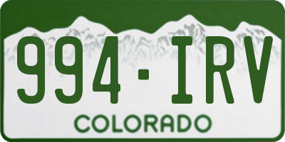 CO license plate 994IRV