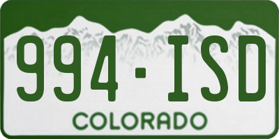 CO license plate 994ISD