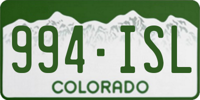 CO license plate 994ISL