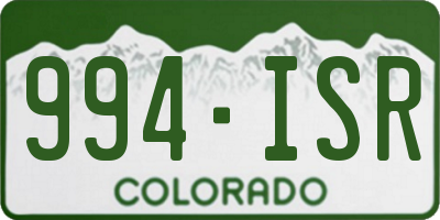 CO license plate 994ISR