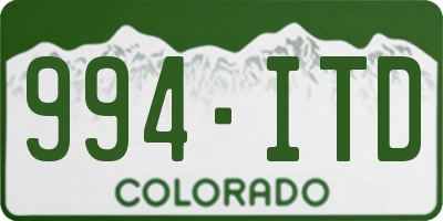 CO license plate 994ITD