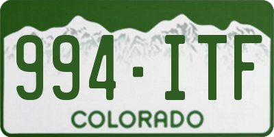 CO license plate 994ITF