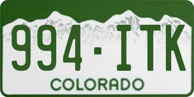CO license plate 994ITK