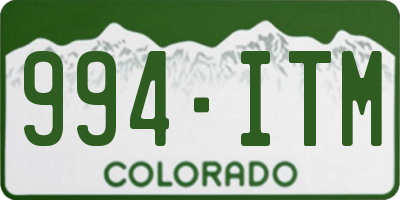 CO license plate 994ITM