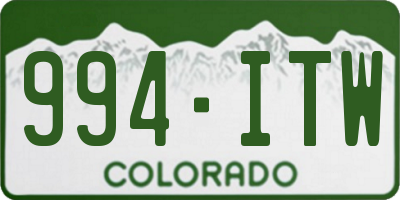 CO license plate 994ITW