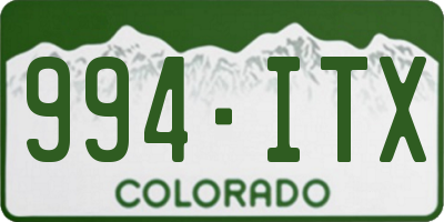 CO license plate 994ITX