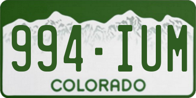 CO license plate 994IUM