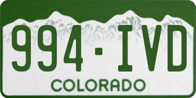 CO license plate 994IVD