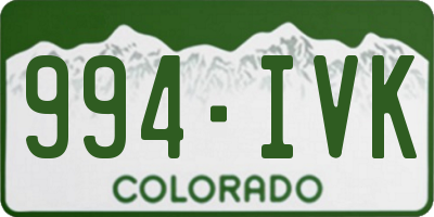 CO license plate 994IVK