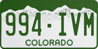 CO license plate 994IVM