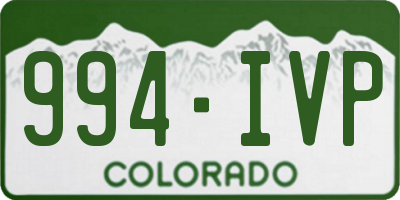 CO license plate 994IVP