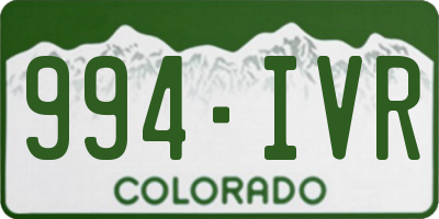 CO license plate 994IVR
