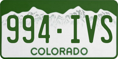 CO license plate 994IVS