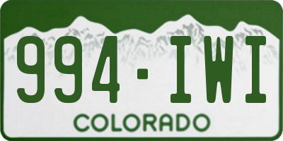 CO license plate 994IWI