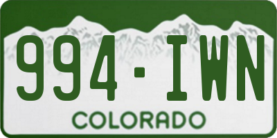 CO license plate 994IWN