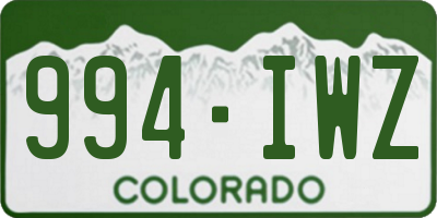 CO license plate 994IWZ