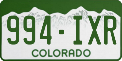 CO license plate 994IXR