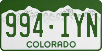 CO license plate 994IYN