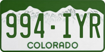 CO license plate 994IYR
