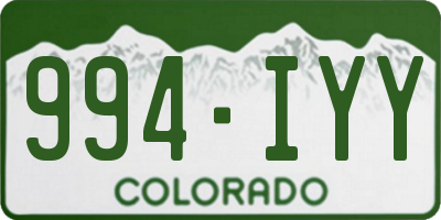 CO license plate 994IYY