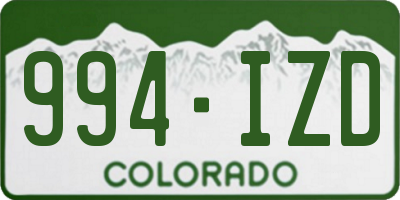 CO license plate 994IZD