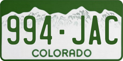 CO license plate 994JAC