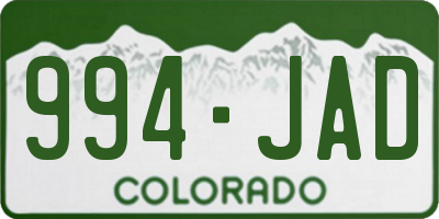 CO license plate 994JAD