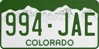 CO license plate 994JAE