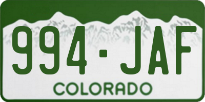 CO license plate 994JAF