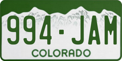 CO license plate 994JAM