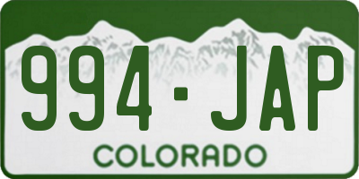 CO license plate 994JAP