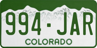CO license plate 994JAR