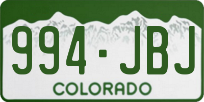 CO license plate 994JBJ