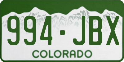 CO license plate 994JBX