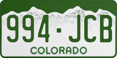 CO license plate 994JCB