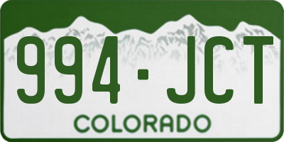 CO license plate 994JCT
