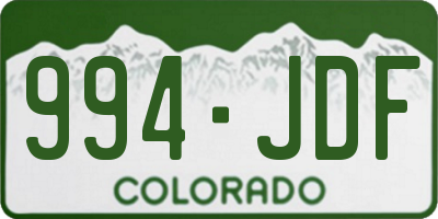 CO license plate 994JDF